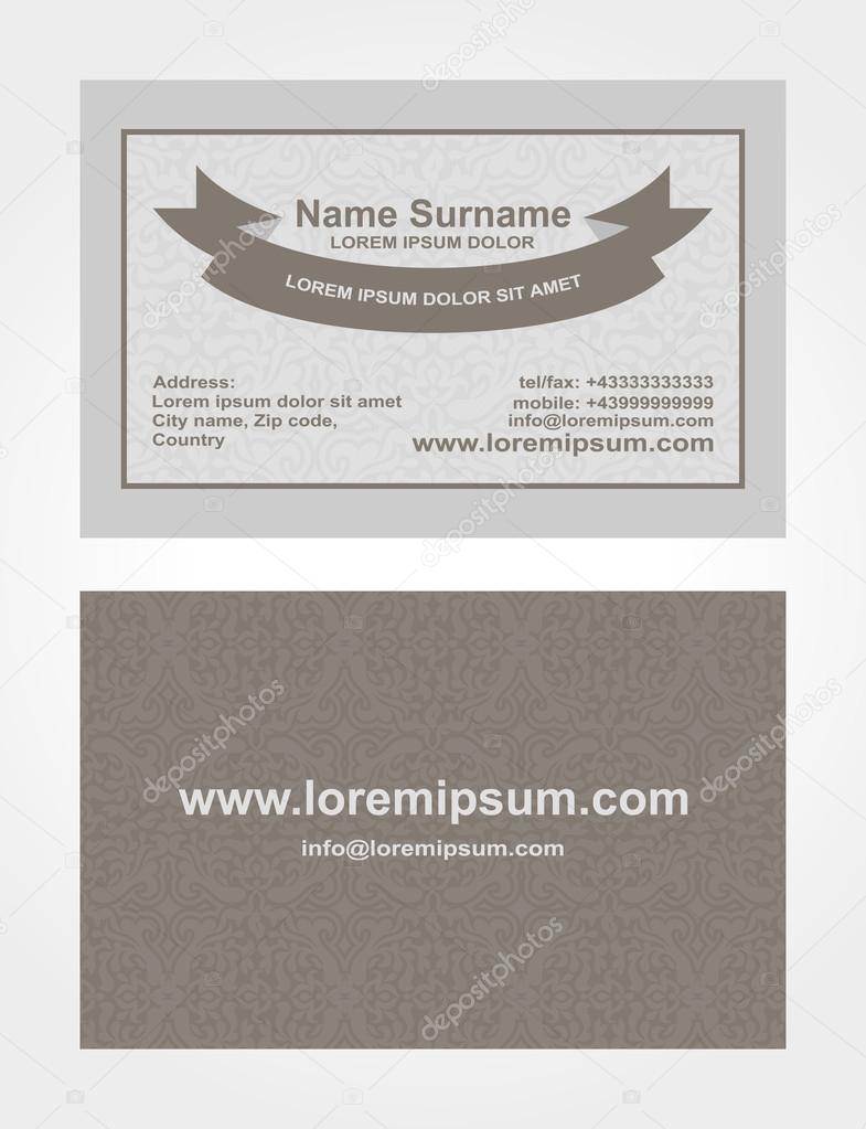Business Card creative design, elegant style print, front and back samples, templates in classic colors