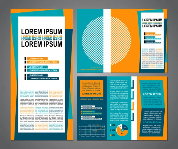 Diseño de folleto de negocios, diseño de plantilla de folleto de tres pliegues, portada de presentación y páginas — Vector de stock