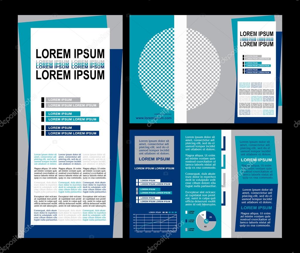 Business brochure layout, three fold flyer template design, presentation cover and pages  with modern art elements