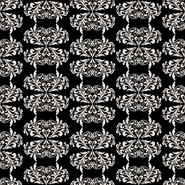 Damask beautiful background with rich, old style, luxury ornamentation, black and white fashioned seamless pattern — Stock Vector