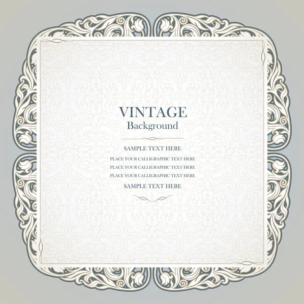 Vintage achtergrond, elegante bruiloft uitnodigingskaart, Victoriaanse zwart-wit sieraad, mooie papier, luxe certificaat, award — Stockvector