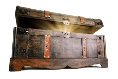 Treasure chest reveals a luminous secret clipart
