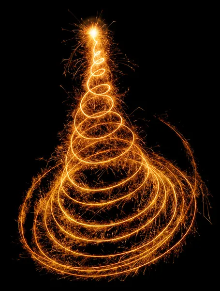 Mooi kerstboom getekend met sprankelende licht — Stockfoto