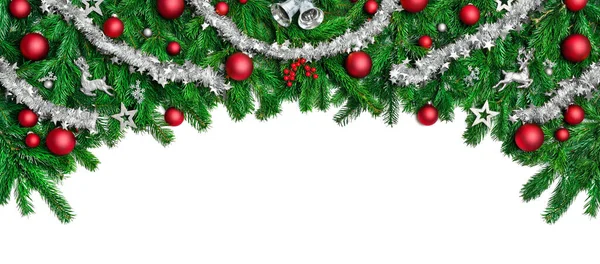 Wide Arch Shaped Christmas Border Isolated White Composed Fresh Fir — Stock Photo, Image