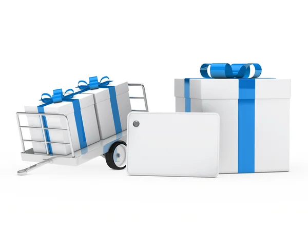 Scatole regalo nastro blu — Foto Stock