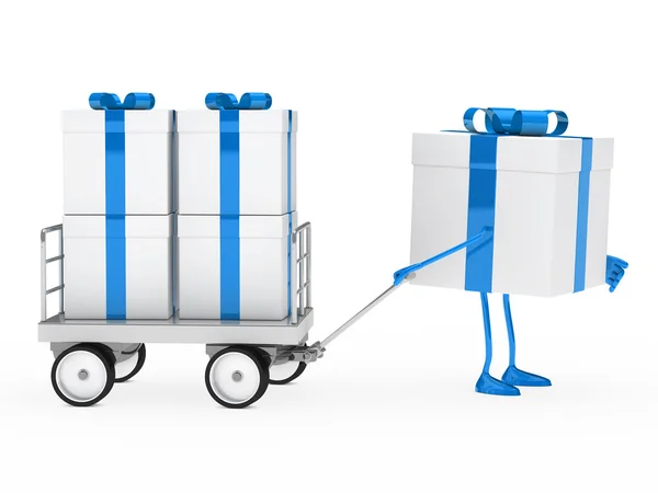 Gift box draws a trolley — Stock Photo, Image