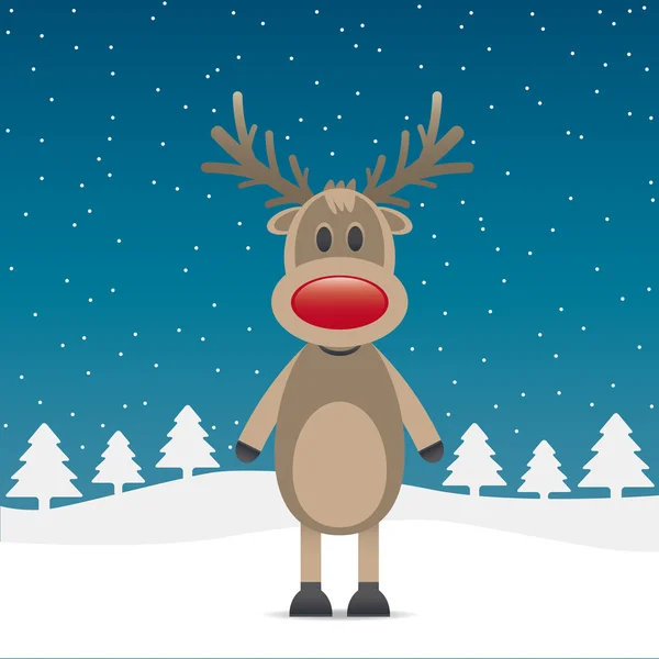 Reno Rudolph con nariz roja — Vector de stock