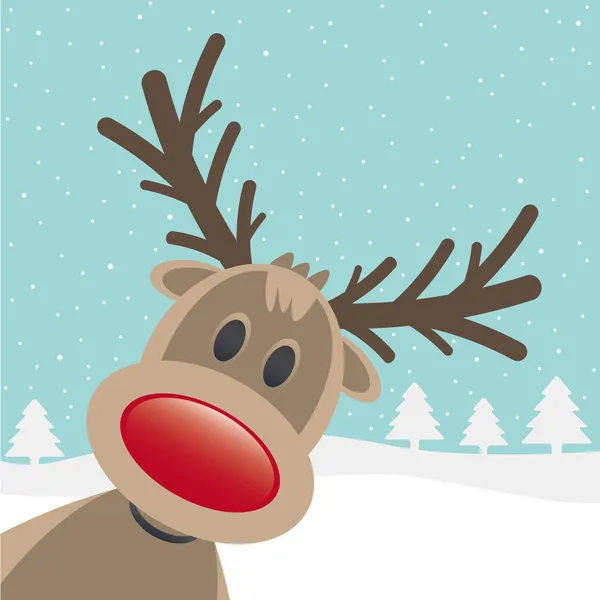 Rudolph rode neus blik — Stockvector