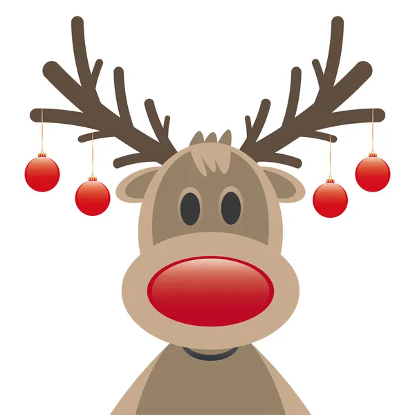 Рудольф олень красный нос рождественские шары — стоковый вектор