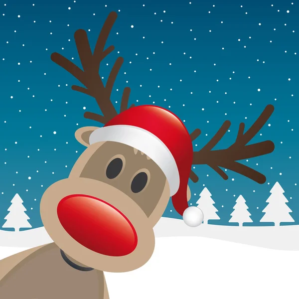 Rudolf sob červený nos a klobouk — Stockový vektor