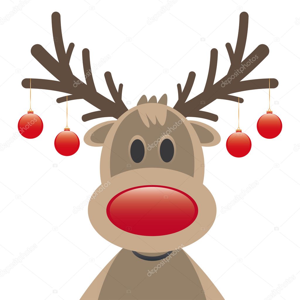Rudolph reindeer red nose christmas balls
