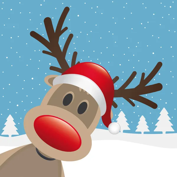 Rudolph reno nariz roja sombrero —  Fotos de Stock