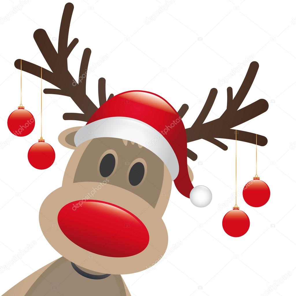 Reindeer red nose christmas balls