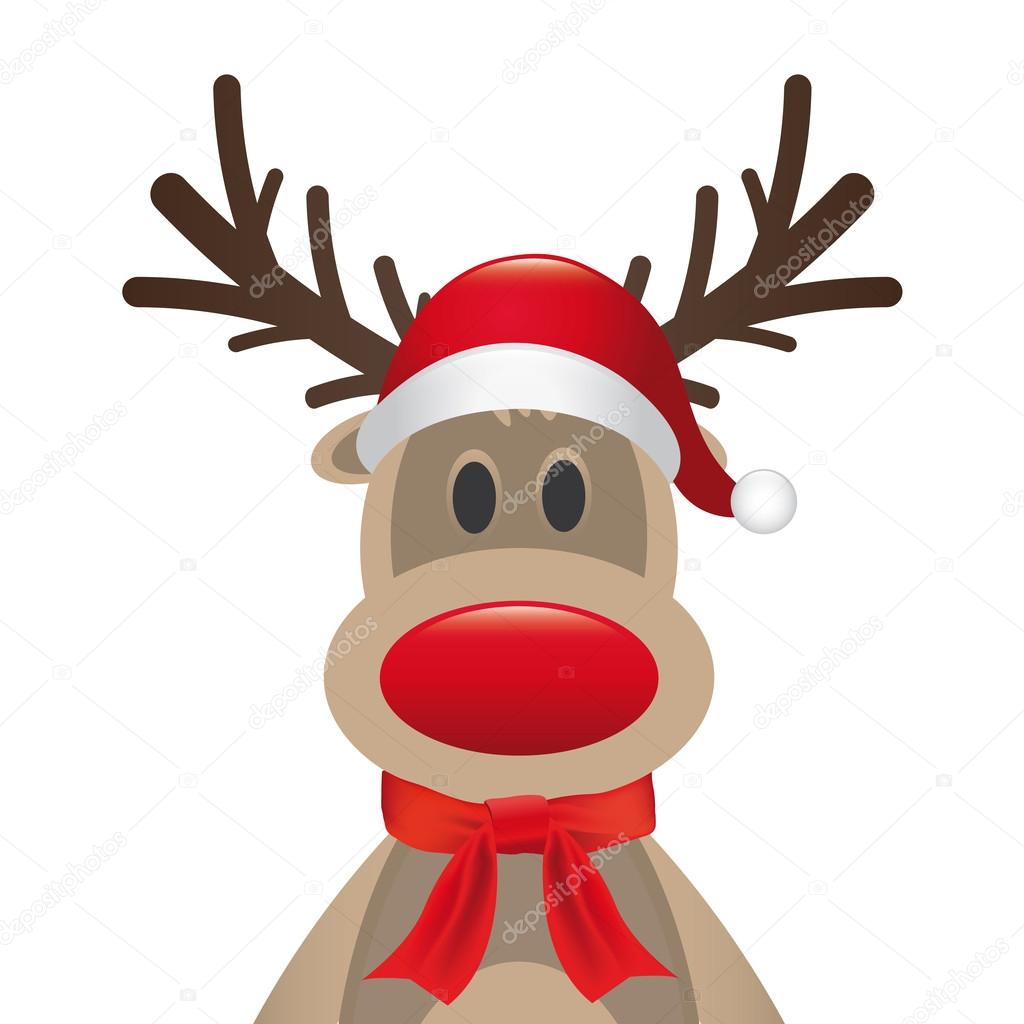 Reindeer red nose santa hat scarf Stock Photo by ©Graphicgum 13114535