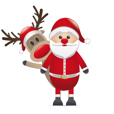 Noel Baba arkasında Ren geyiği kırmızı burun