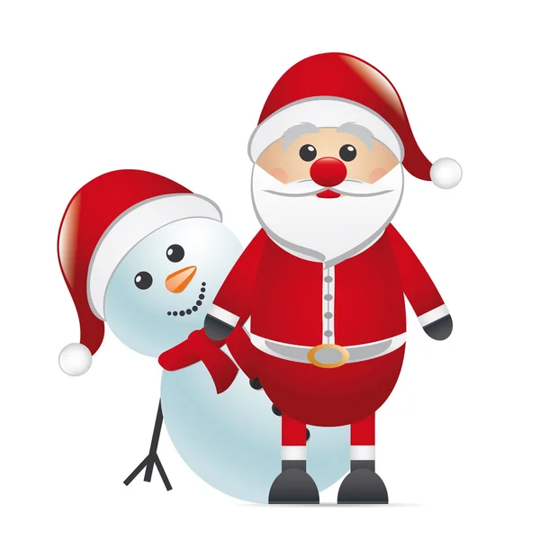 Nariz vermelho boneco de neve olhar Papai Noel — Fotografia de Stock