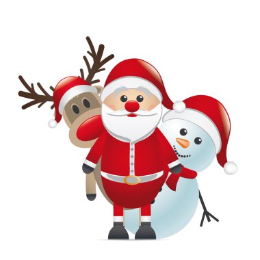 Reindeer red nose santa claus snowman clipart