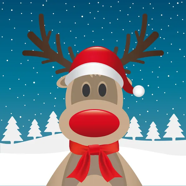 Reindeer red nose scarf hat — Stock Photo, Image