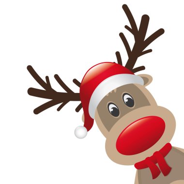 Reindeer red nose santa claus hat clipart