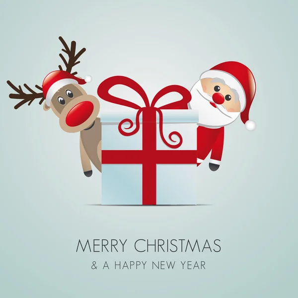 Reindeer santa claus christmas gift box — Stock Photo, Image