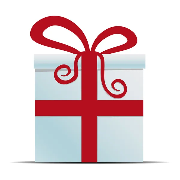 White gift box with red ribbon — Stock Photo, Image