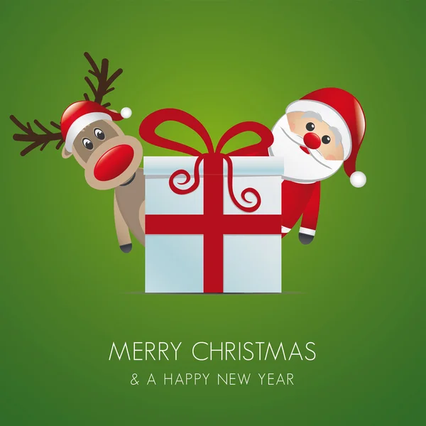 Reindeer santa claus gift box — Stock Photo, Image