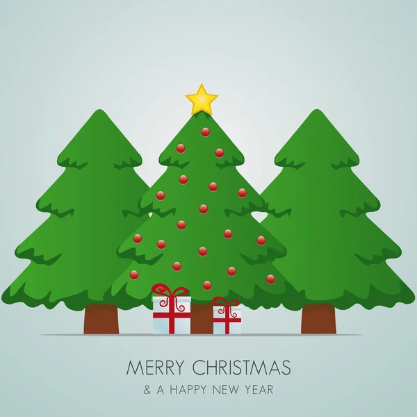 Christmas tree gift box gold star — Stock Vector