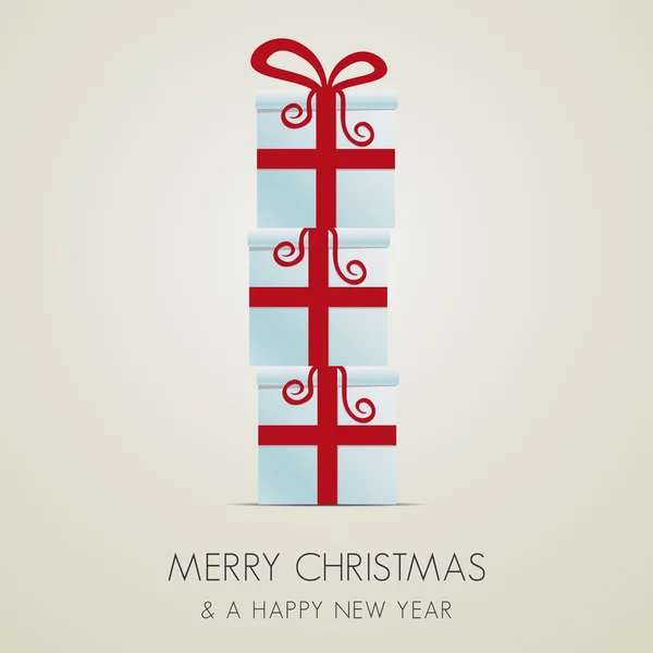 Весела різдвяна червона біла подарункова коробка стек — стоковий вектор