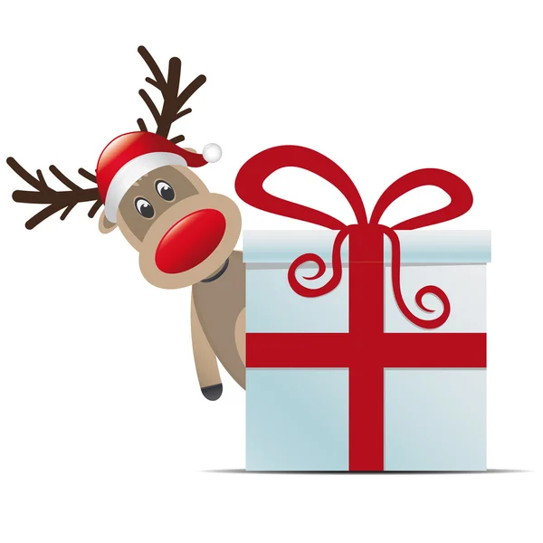 Ren geyiği Noel hediye kutu kırmızı kurdele ile