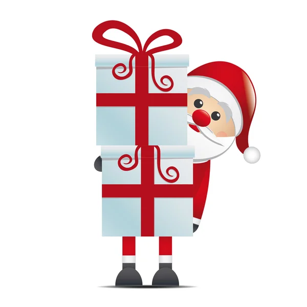 Santa celebrar cajas de regalo — Vector de stock