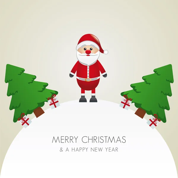 Árbol de Navidad de Santa Claus y mundo de los regalos — Vector de stock