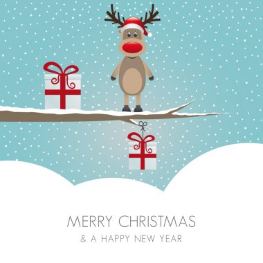 Ren geyiği şube karlı kış manzara üzerinde şekil