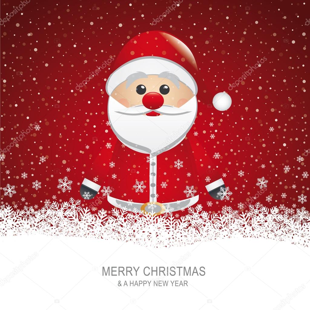 Santa claus with hat snow snowflake background