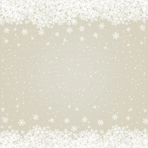 Caduta fiocco di neve stelle di neve marrone sfondo bianco — Vettoriale Stock