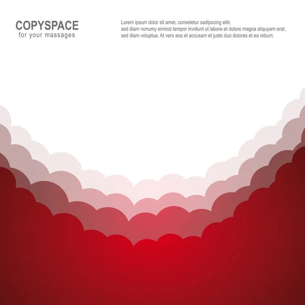 구름 하늘 빨간색 흰색 절연된 copyspace 배경 — 스톡 벡터