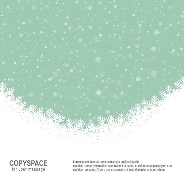 Caída copo de nieve estrellas de nieve verde fondo blanco — Vector de stock