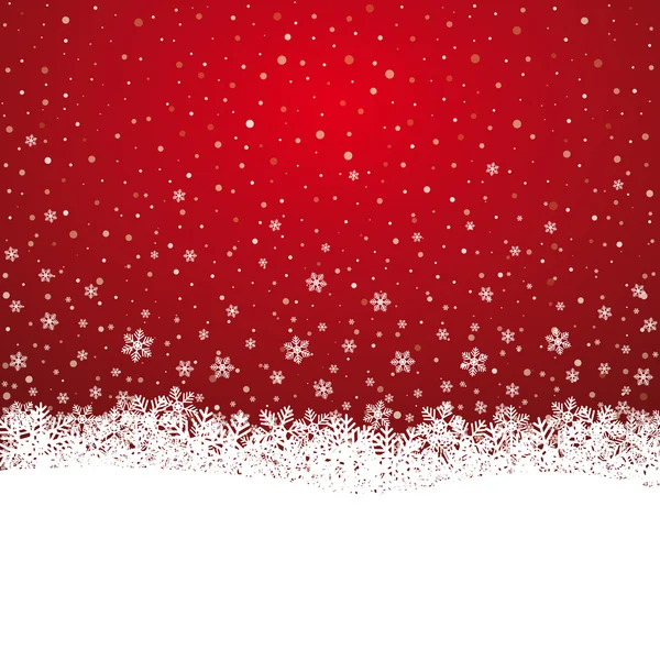 Caída copo de nieve estrellas de nieve rojo fondo blanco — Vector de stock