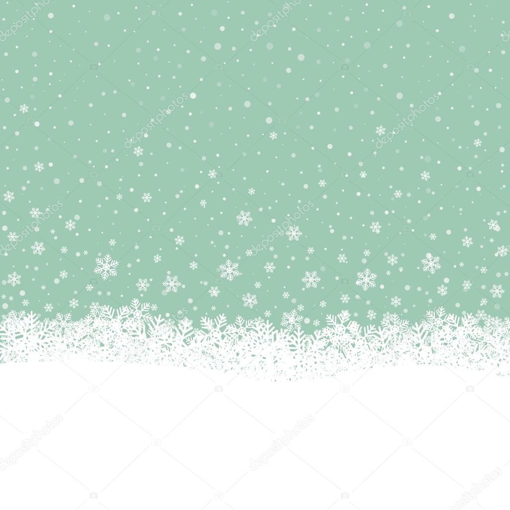 Fall snowflake snow stars green white background