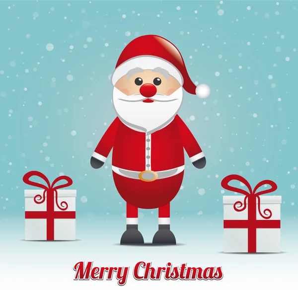 Santa gift snowy winter background merry christmas — Stock Vector