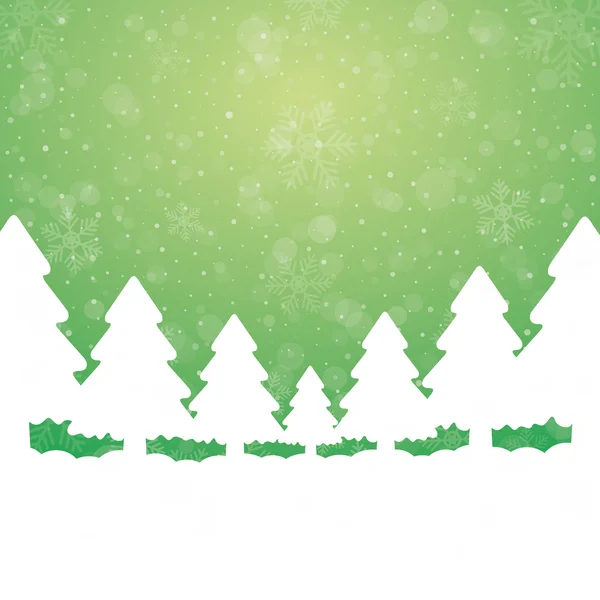 Árbol copo de nieve estrellas de nieve verde fondo blanco — Archivo Imágenes Vectoriales