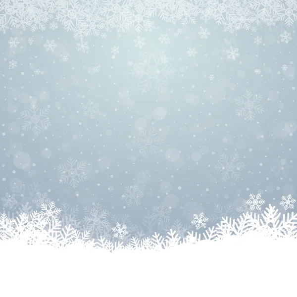 Flocon de neige automne étoiles de neige fond bleu blanc — Image vectorielle