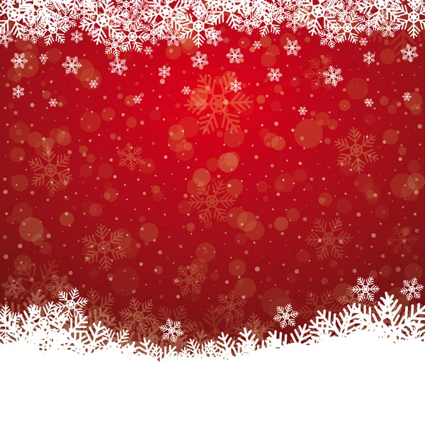 Falla snöflinga snö stjärnor röd vit bakgrund — Stock vektor