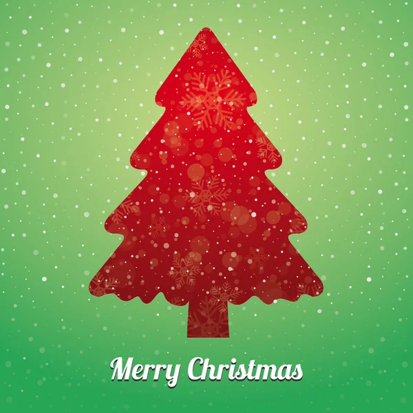 Noel ağacı kar tanesi kar yeşil kırmızı yıldız — Stok Vektör