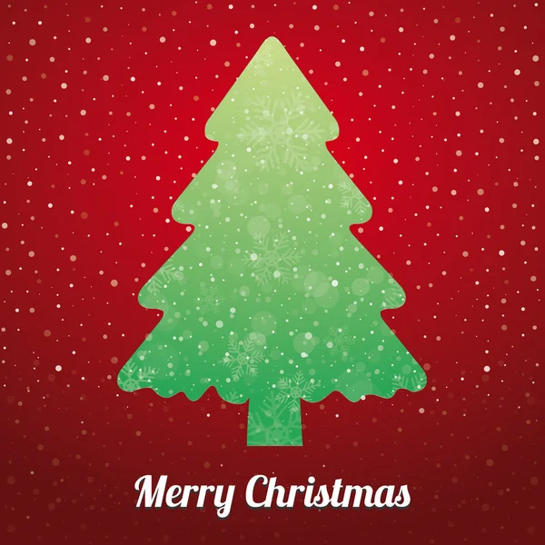 Noel ağacı kar tanesi kar yeşil kırmızı yıldız — Stok Vektör