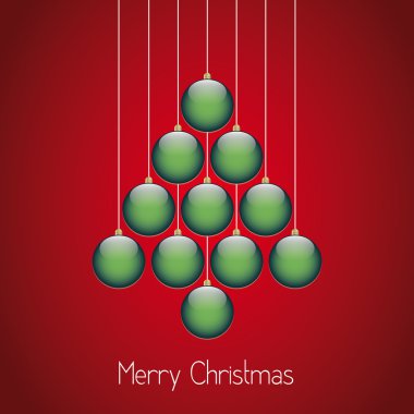 Kerstmis ballen boom hang bindgaren rode achtergrond