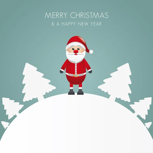 Santa Claus Navidad árbol blanco fondo mundo — Vector de stock