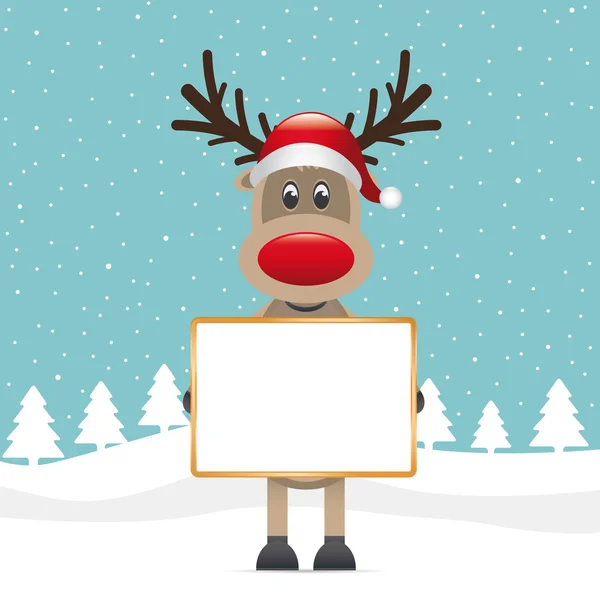 Rudolph rendier rode neus santa claus hoed — Stockvector