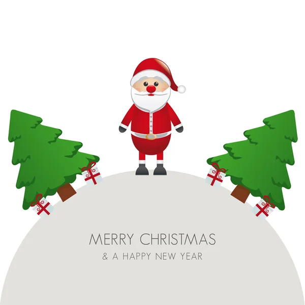 Santa claus christmas tree and gift world — Stock Vector