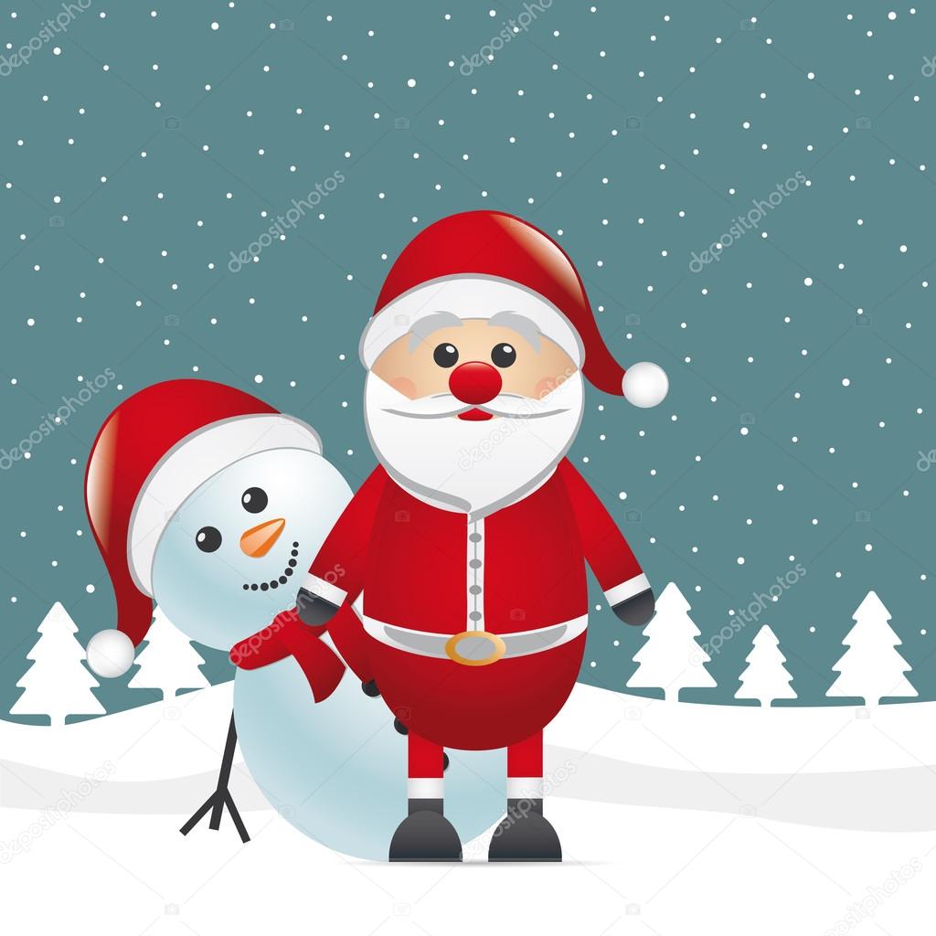 Snowman red nose look santa claus