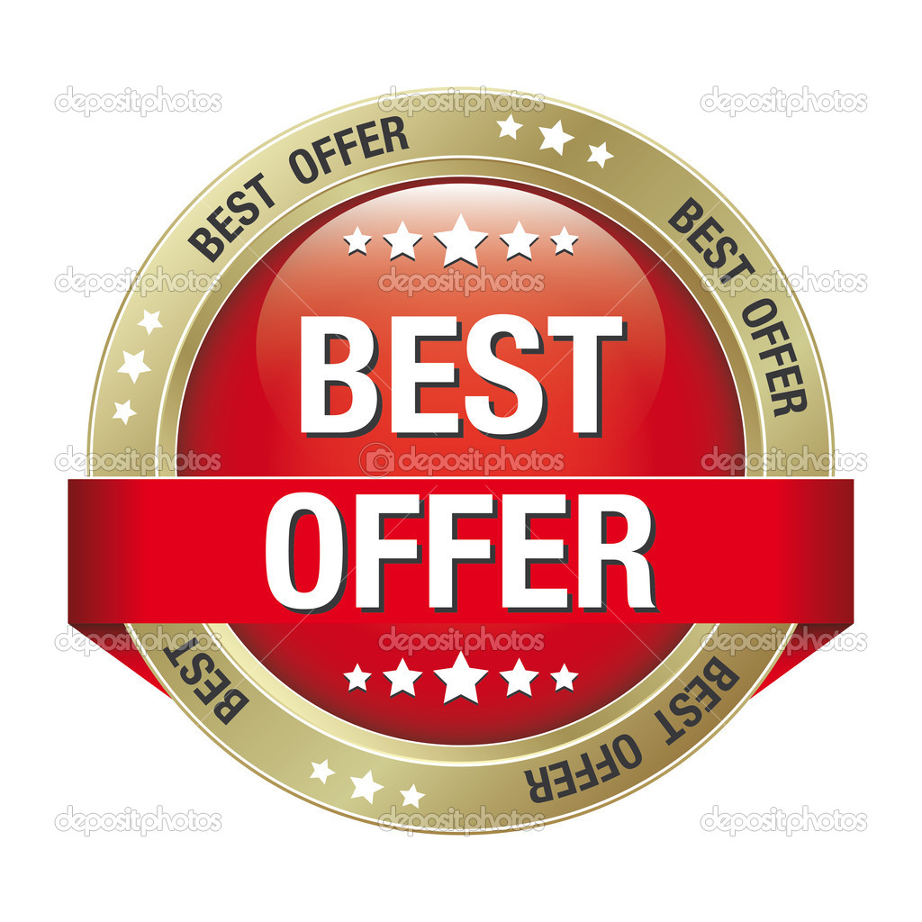 Best offer red gold button isolated background